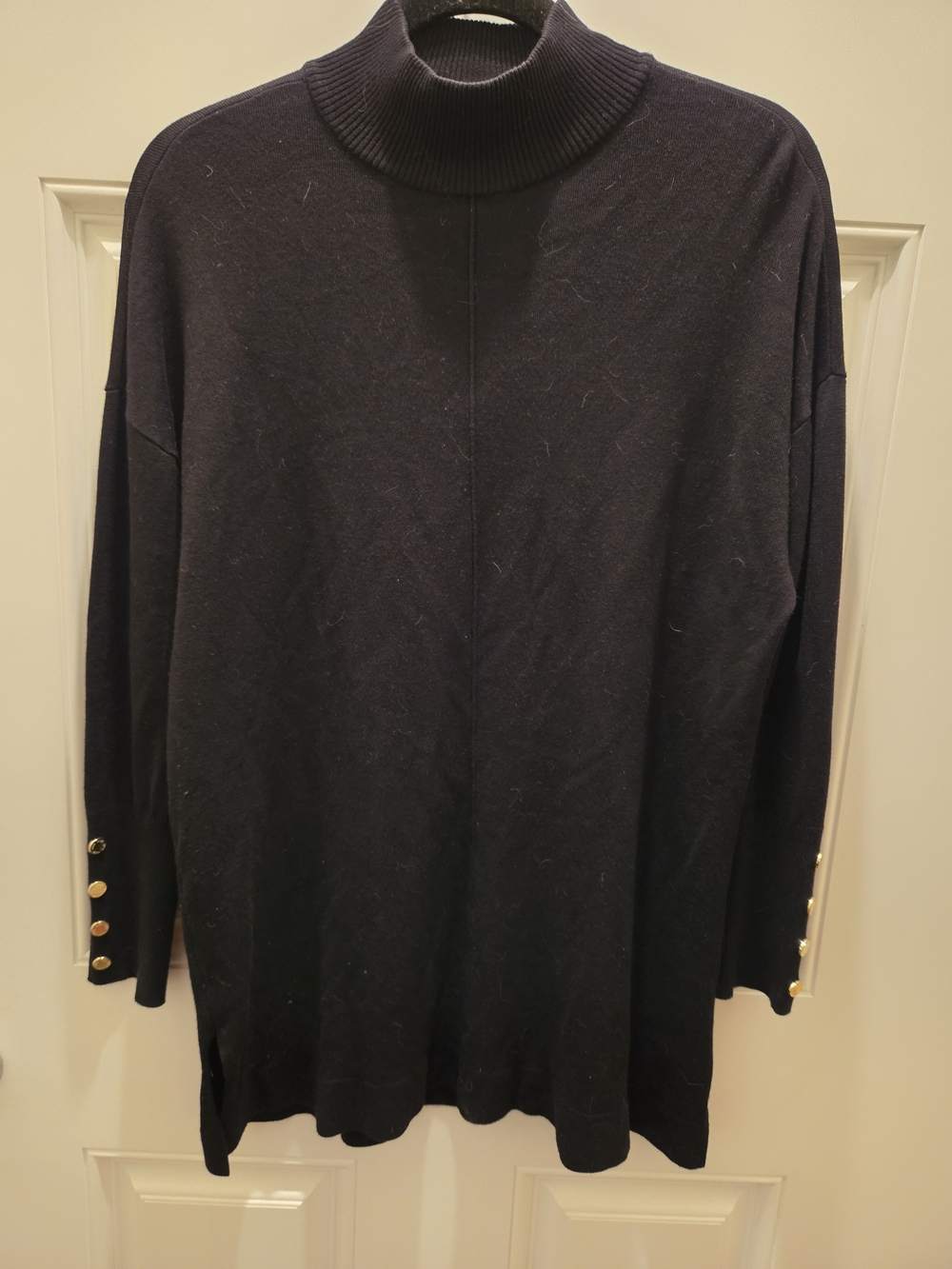 Anne Klein Black Ribbed Knit Top with Lion Tag